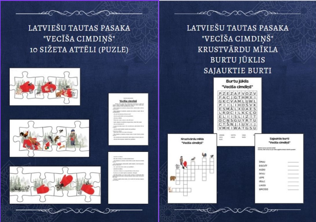Vecīša cimdiņš, sižeta attēli +3 uzdevumi - Mācību materiāli