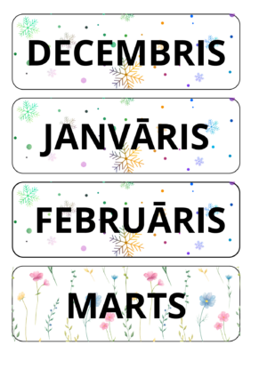 Atgādnes: mēnešu nosaukumi un nedēļas dienas