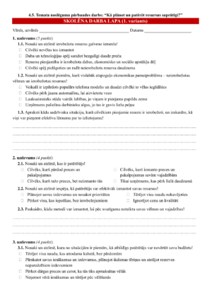 4.5. TND: “Kā plānot un patērēt resursus saprātīgi?” + atb.