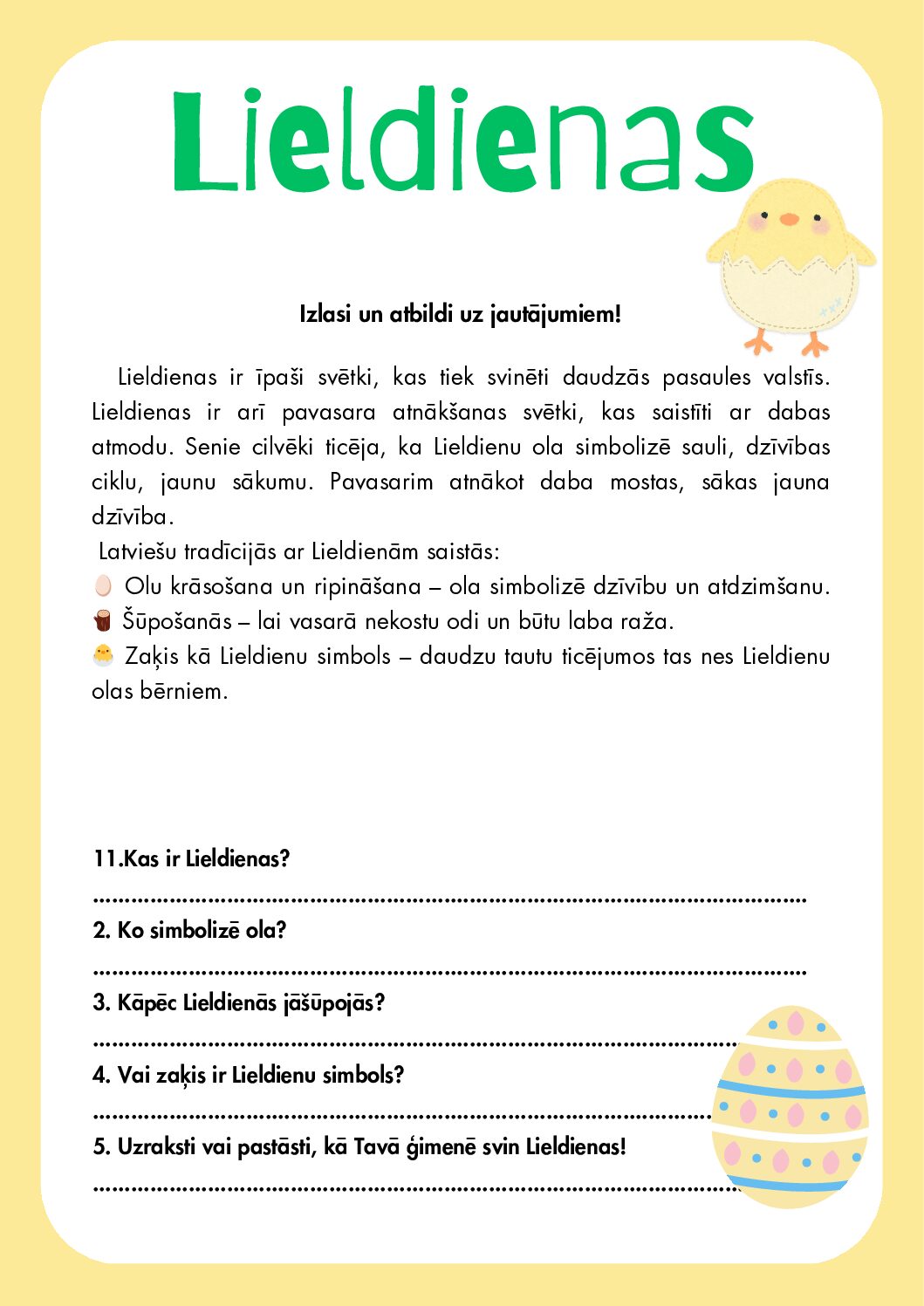 Lieldienu darba lapa