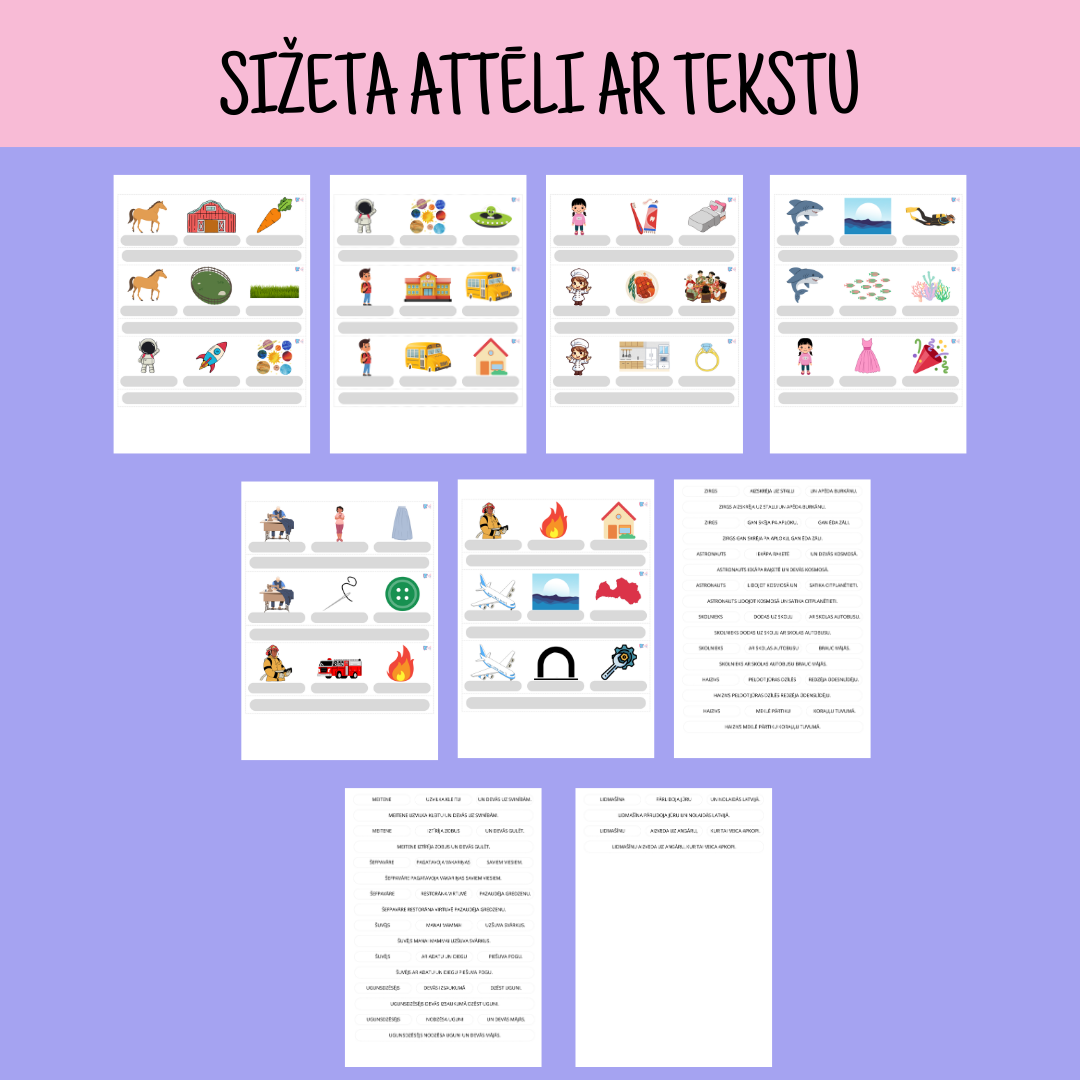 Sižeta attēli ar tekstu – Mācību materiāli