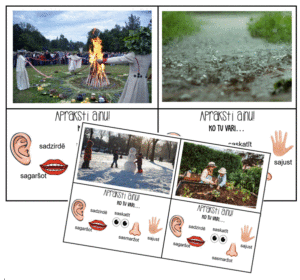 Teikumu veidošana, apraksti ainu, piecas maņas vārdu krājums