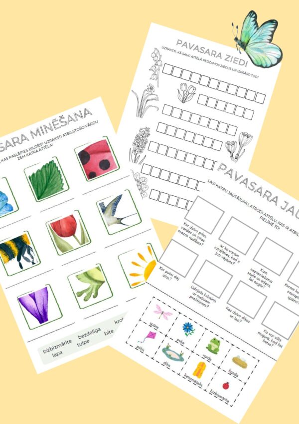 Pavasara darba lapas bērniem - Mācību materiāli