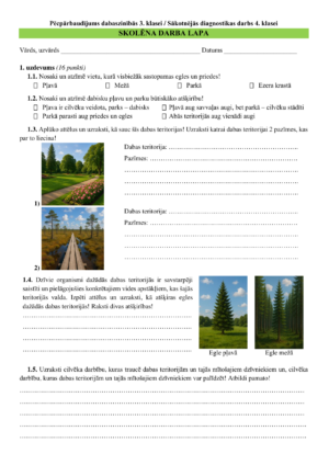 Pēcpārbaudījums dabaszinībās 3. klasei / Diagnostika 4.klase