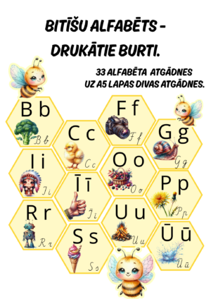 Bitīšu alfabēts – drukātie burti.