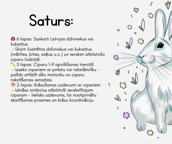 Saskaiti Latvijas dzīvniekus un mācies ciparus (1–9), 4-6g.v Saskaiti Latvijas dzīvniekus un mācies ciparus (1–9), 4-6g.v