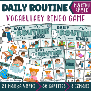 Daily Routine Vocabulary BINGO / Mācību spēle