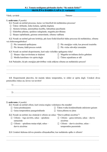 8.1. TND: “Ko mācās fizikā?” 8.1. TND: “Ko mācās fizikā?”