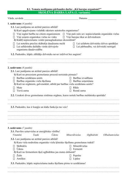 8.1. TND: „Kā barojas organismi?” 8.1. TND: „Kā barojas organismi?”