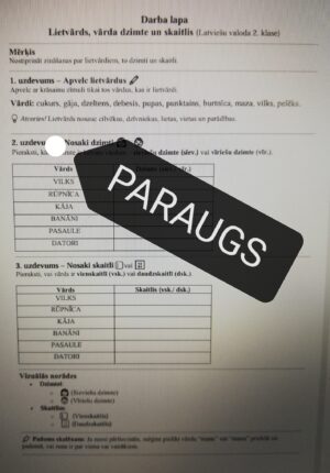 Lietvārds, vārda dzimte un skaitlis (latv.2.kl.)