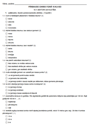1.TEMATS. – Vektori un kustība. FIZIKA I.