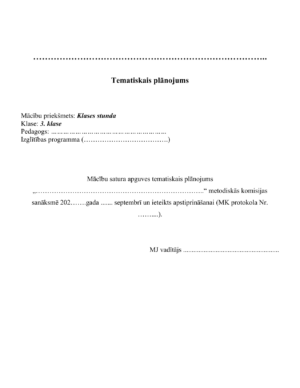 Klases stundu tematiskais plānojums 3. klasei