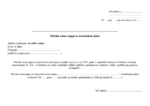 Tematiskais plānojums sociālajās zinībās 1. klasei