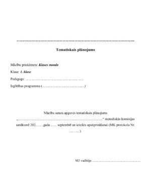 Klases stundu tematiskais plānojums 1. klasei