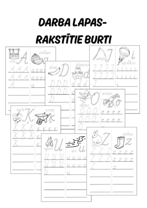 Darba lapas – rakstītie burti.