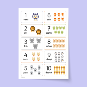 Dzīvnieki – skaitīšanas kartītes