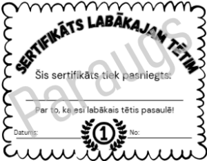 Sertifikāts tētim/opim