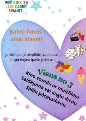 Labo darbu spainītis. Gada akcija klasei. Motivācija.