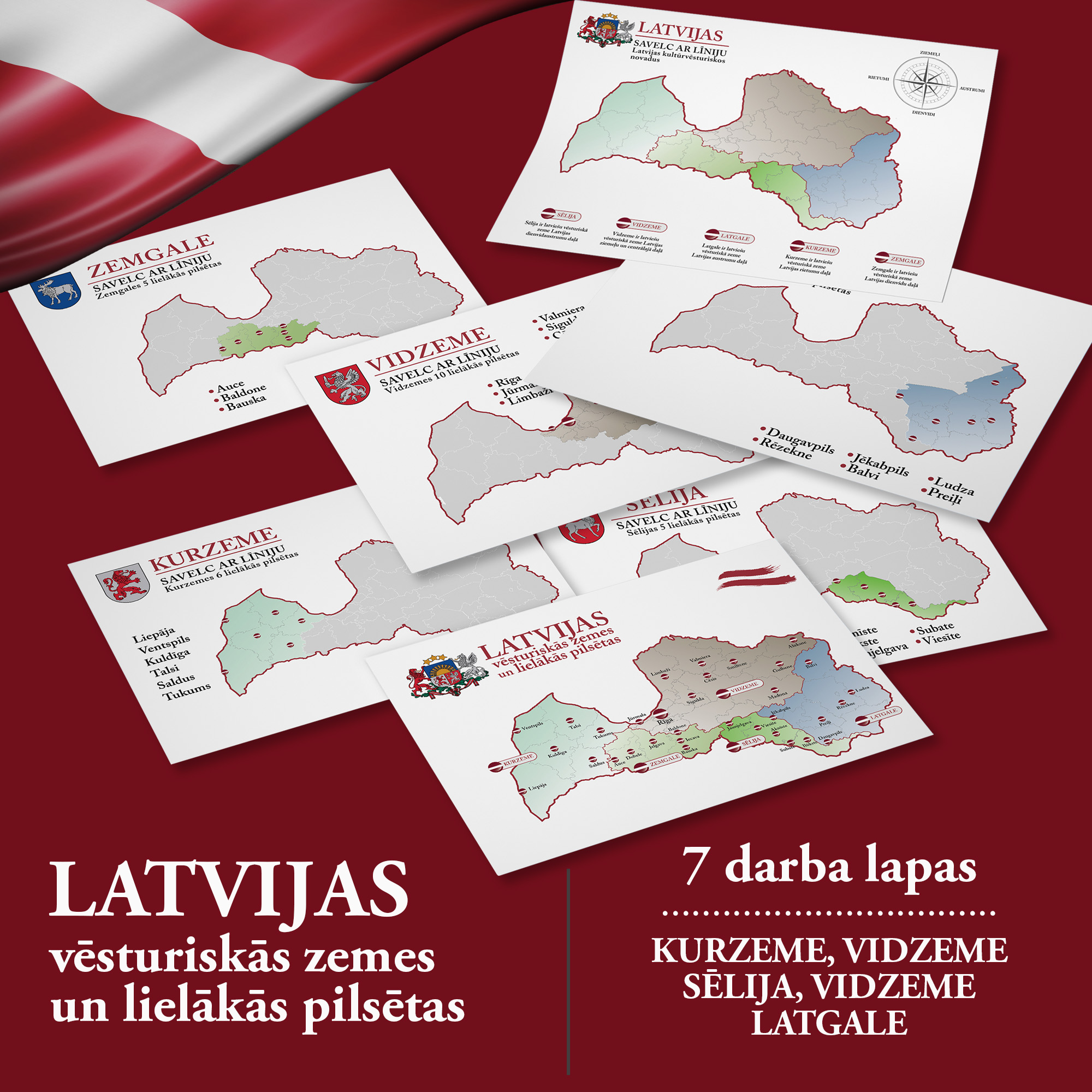 Latvijas vēsturiskās zemes un to lielākās pilsētas. – Mācību materiāli