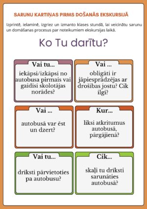 Sarunu kartiņas pirms došanās ekskursijā