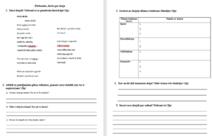 Pārbaudes darbs DZEJA 5. klase