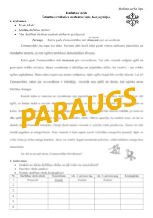 Darbības vārds. Darba lapa.
