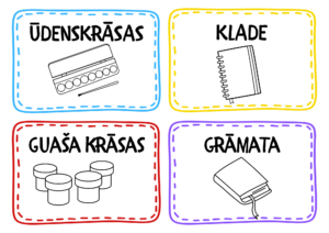 Krāsojamas kartiņas “Mācību piederumi”