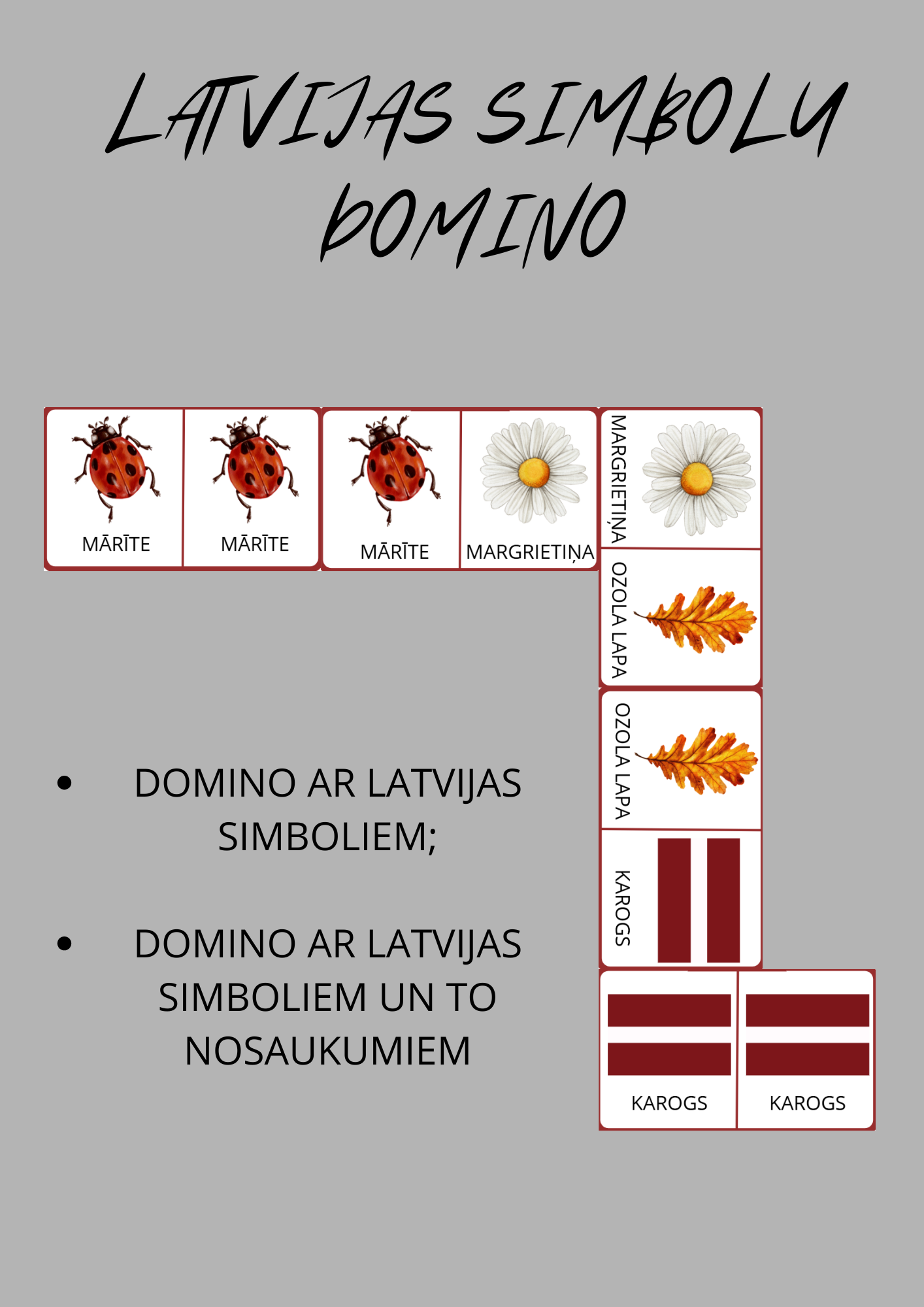Latvijas simbolu domino - Mācību materiāli