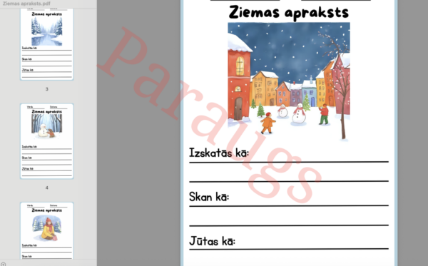 Darba lapa “Ziemas apraksts” ❄️ Darba lapa “Ziemas apraksts” ❄️