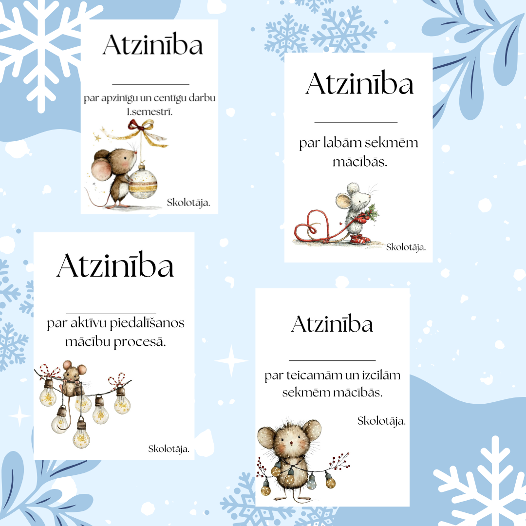 Atzinības par mācību sasniegumiem. Peles. – Mācību materiāli