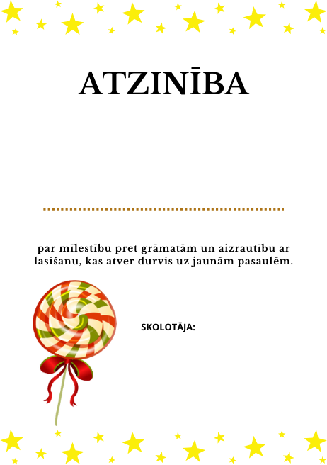 Pateicības, atzinības - Mācību materiāli