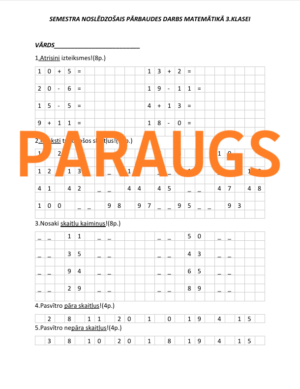 Semestra noslēdzošais PD matemātikā 3.klasei (spec.sk.)