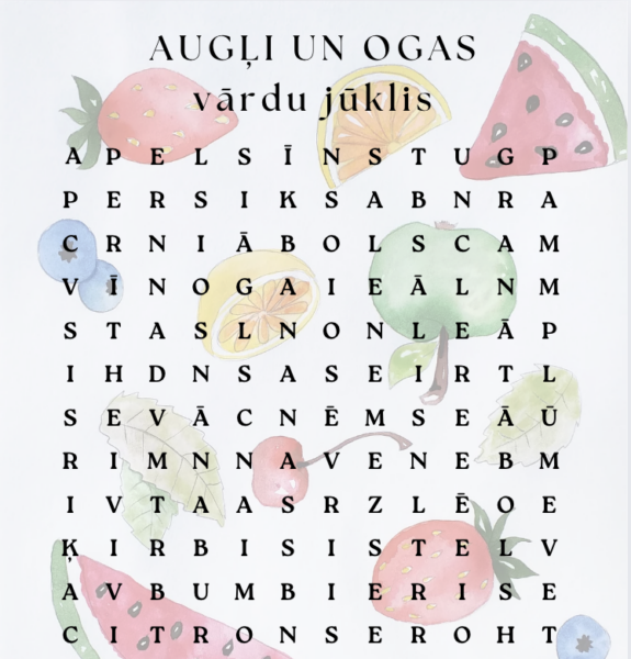 AUGĻI UN OGAS vārdu jūklis + atbilžu lapa AUGĻI UN OGAS vārdu jūklis + atbilžu lapa
