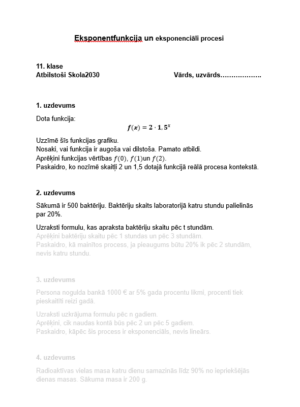 Eksponentfunkcija un eksponenciāli procesi