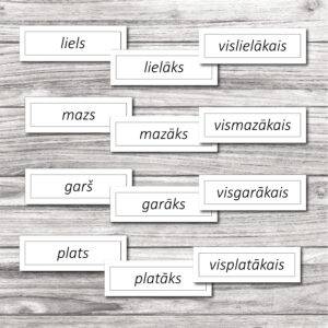 Lasāmās lapiņas maņu trenēšanas materiāla katrai detaļai