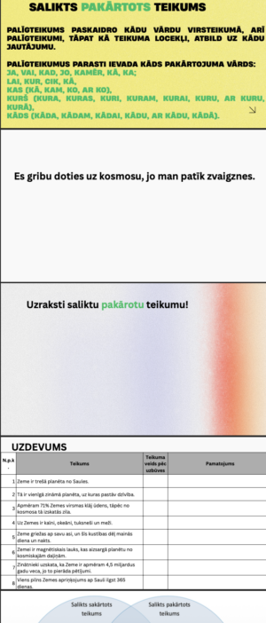 Salikti teikumi 5. klase stunda