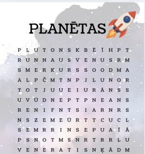 Vārdu jūklis – Planētas + atbilžu lapa