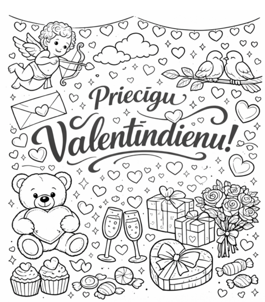 Valentīndienas krāsojamā grāmata Valentīndienas krāsojamā grāmata