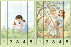 Pavasara attēli – puzle pēc cipariem (1–5)