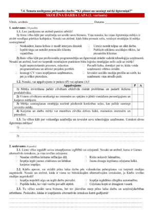7.4. TND: Kā plānot un sasniegt mērķi ilgtermiņā? + atb.