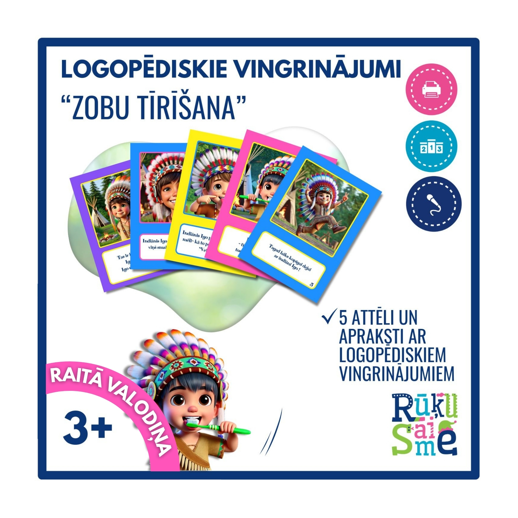 Runas vingrinājumi “Zobu tīrīšana” – burti I, Ī, logopēdija