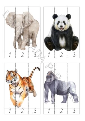 Eksotiskie / savvaļas dzīvnieki- ciparu puzles + krās.lapas