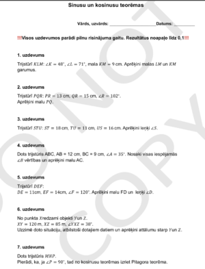 Sinusu teorēma un kosinusu teorēma