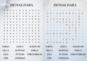 Ziemas daba – vārdu jūklis AR ATBILDĒM