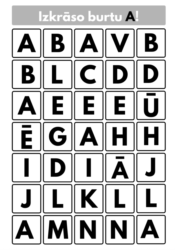 Burtu meklēšana - Mācību materiāli