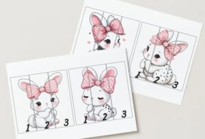 Zaķi – saliec attēlu ar skaitļiem. 1 – 3