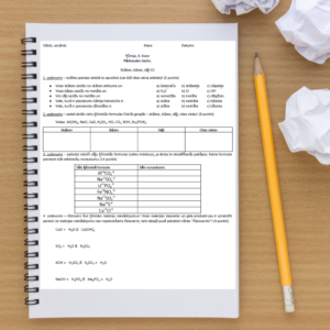 Ķīmija – 8. klase – Pārbaudes darbs – Skābes, bāzes, sāļi