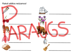 “Raksti attēlos redzamos vārdus”