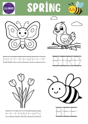 Pavasara vārdu darba lapa angļu valodā