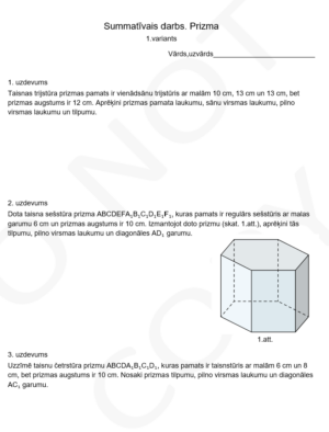 Prizma, piramīda. Summatīvais darbs 11.-12.kl.